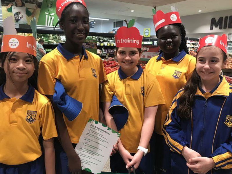 St Andrew's Primary Marayong students in Woolworths