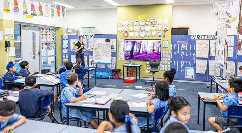 Students learning in the classroom at St Andrews Primary School Marayong
